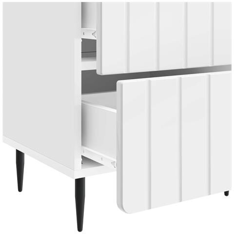 Armadio da Notte 2 pcs Bianco Lucido 43 x 34,5 x 49,5 cm - Foto 9