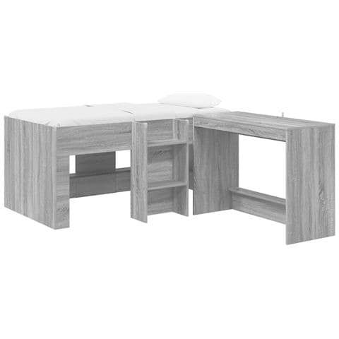 Letto alto per bambini con scrivania 2 pz Sonoma grigio - Foto 1