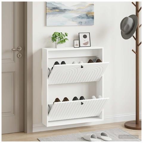 Mobiletto per Scarpe da Muro ALKMAAR 71 x 17 x 86 cm Bianco - Foto 2