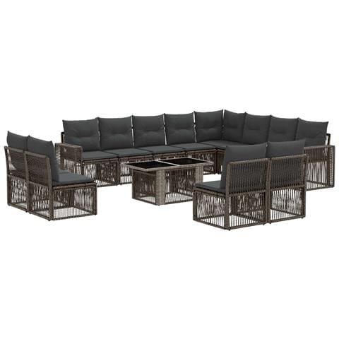 Set Divano da Giardino 13 pz Grigio e Grigio Scuro polyrattan - Foto 1