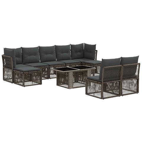 Set Divano da Giardino 10 pz Grigio polyrattan - Foto 1