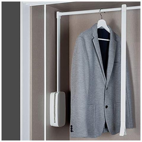 Appendiabito Saliscendi Per Armadio, Barra Appendiabiti Saliscendi, largo Regolabile 830-1150mm, Colore Bianco - Foto 5