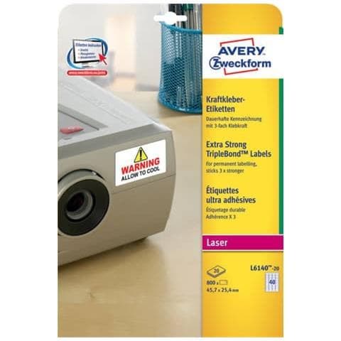 Etichette Superaderenti 45,7x25,4 Mm Bianco Laser 40 Et. / foglio Conf. 20 Fogli - L6140-20 - Foto 1