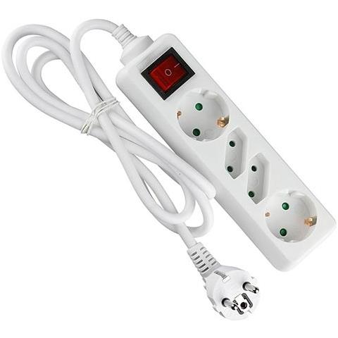 V-tac Vt-1117 Multipresa Ciabatta 4 Posti Eu Standard 16a Cavo 1,5mt Interruttore Luminoso - Sku 8770 - Foto 1