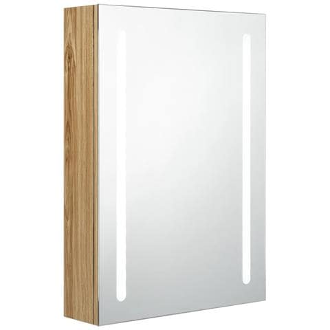 Armadietto Bagno con Specchio e LED Rovere 50x13x70 cm - Foto 1