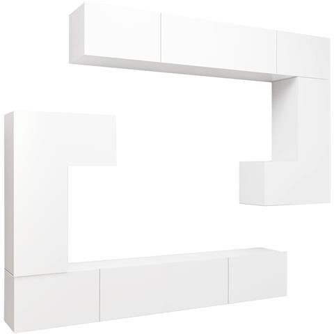 Set Mobili Porta TV 8pz Bianco in Legno Multistrato - Foto 1