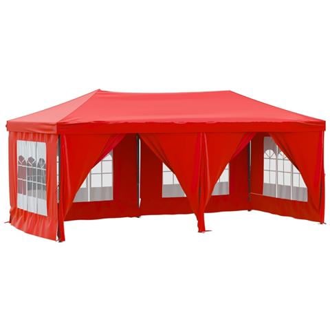 Tenda Per Feste Pieghevole Con Pareti Laterali Rosso 3x6 M - Foto 1