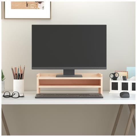 Supporto Per Monitor 50x24x16 Cm In Legno Massello Di Pino - Foto 6