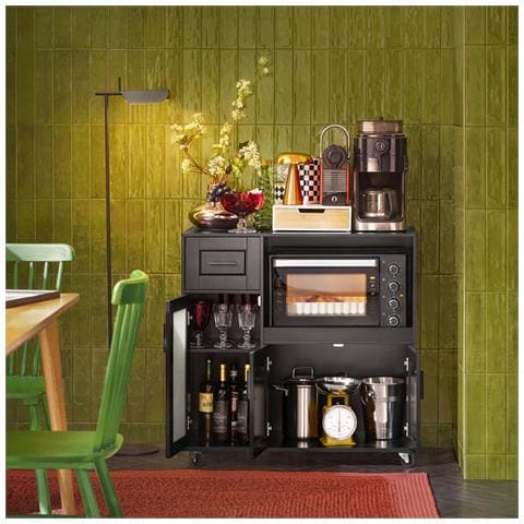 Credenza Con Ruote Mobile Per Microonde Da Cucina Con 1 Cassetto, 3 Ante Armadio Cucina 89x40x89cm Colore Nero Fsb78-sch Sobuy - Foto 5