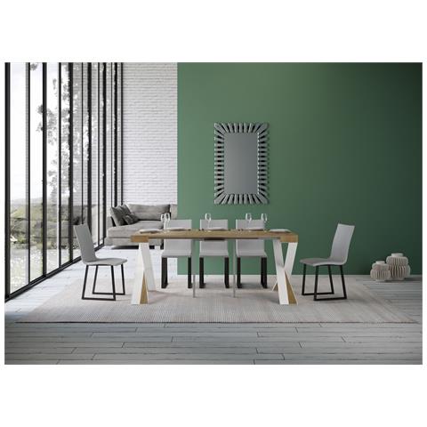 Consolle Allungabile 90x40/196 Cm Diago Small Telaio Bianco - Quercia Natura - Foto 4