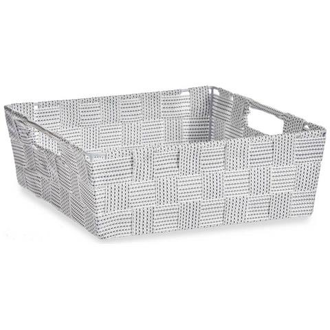 Cestino Intrecciato Stoffa Bianco (23 X 8 X 27 Cm) - Foto 1