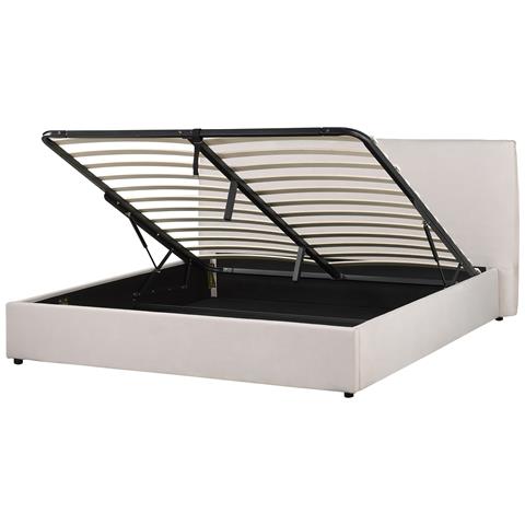 Letto Contenitore Velluto Bianco Crema 180 X 200 Cm Lavaur - Foto 2