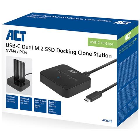 AC1502 docking station per unità di archiviazione USB 3.2 Gen 2 (3.1 Gen 2) Type-C Nero - Foto 2