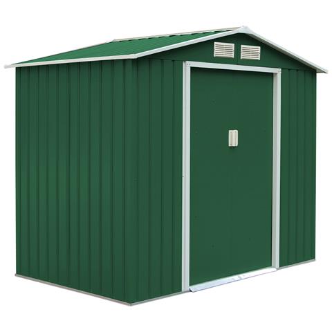 Casetta Box Deposito Porta Attrezzi In Lamiera Cm 277x191 Verde Con 2 Porte Scorrevoli - Foto 2