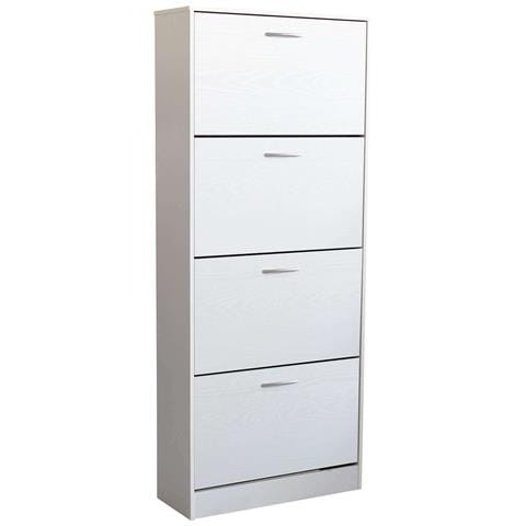 Scarpiera Da Interno Con 4 Sportelli A Ribalta In Legno Helena - White - Foto 1
