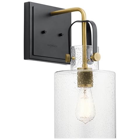 Applique Industrial Nordico Kitner Acciaio Ottone Naturale Vetro 1 Luce E27 - Foto 1