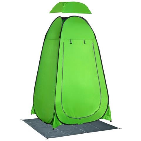 Tenda Doccia Da Campeggio Per Esterni Con Porta A Cerniera, Borsa, Portaoggetti E Gancio, 126x124x189cm, Verde - Foto 1