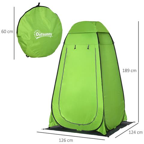 Tenda Doccia Da Campeggio Per Esterni Con Porta A Cerniera, Borsa, Portaoggetti E Gancio, 126x124x189cm, Verde - Foto 6