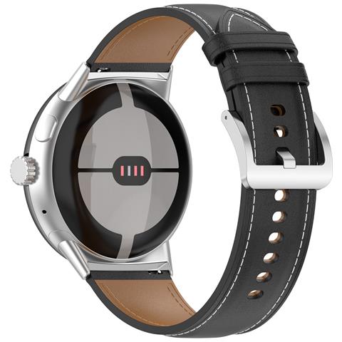 Cinturino Per Orologio In Vera Pelle Da 20 Mm Compatibile Con Google Pixel Watch 1/2 Black - Foto 1