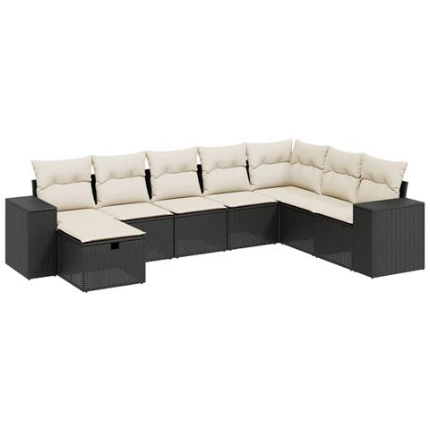 Set Divani Da Giardino Con Cuscini 8 Pz Nero In Polyrattan - Foto 2