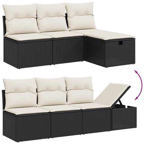 Set Divani Da Giardino Con Cuscini 8 Pz Nero In Polyrattan - Foto 3