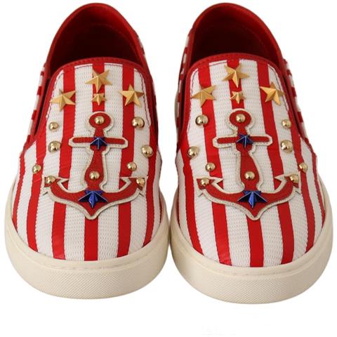 Mocassini Con Borchie Con Ancoraggio Bianco Rosso - Eu38/us7.5 - Foto 5