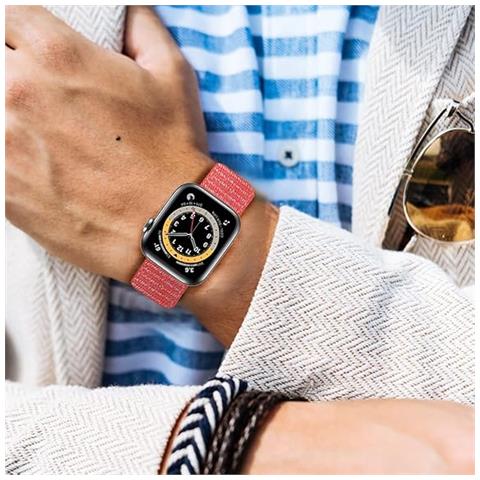 Cinturino In Nylon Compatibile Con Apple Watch- Rosso, 44 Mm - Foto 2