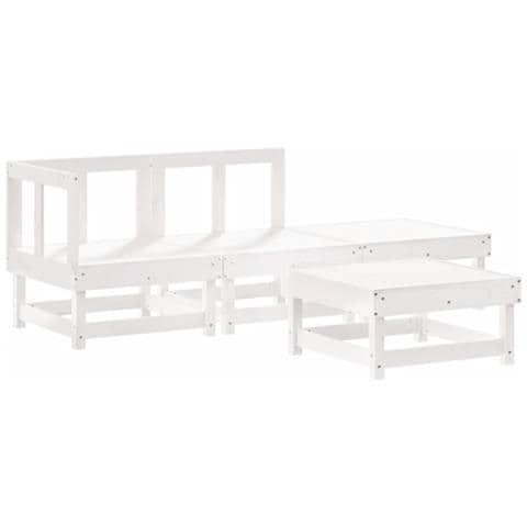 Set Salotto da Giardino 4 pz Bianco in Legno Massello di Pino - Foto 1