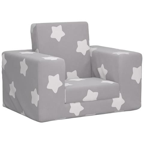 Divano Letto Bambini Grigio Chiaro con Stelle Morbido Peluche - Foto 1