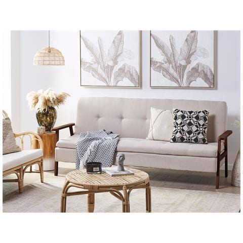 Divano Letto 3 Posti Tjorn Tessuto Beige - Foto 1