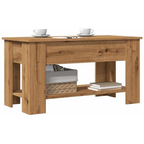 Tavolino Salotto Rovere Artigianale 101x49x52 Cm In Truciolato - Foto 1
