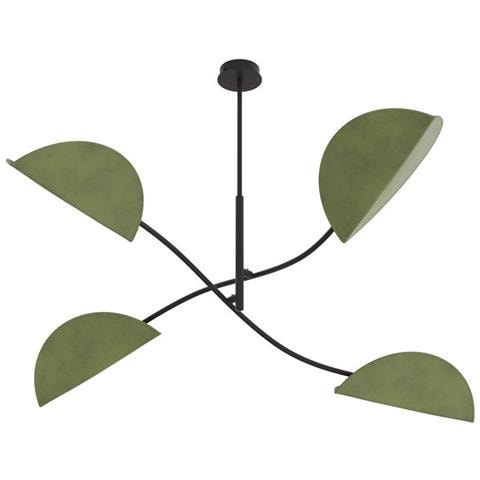 Lampada A Sospensione Lotus In Acciaio Nero E Velluto Verde - Foto 2