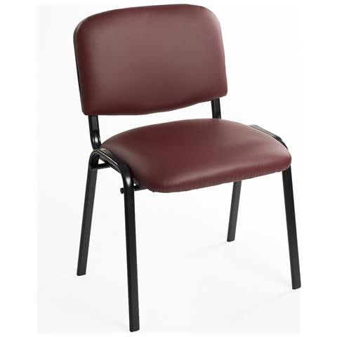 Set Di 6 Sedie Per Sala Attesa Ufficio Studio Conferenze Riunione Ospite Impilabili Imbottite In Ecopelle Bordeaux - Foto 1
