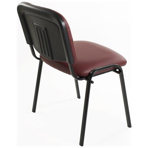 Set Di 6 Sedie Per Sala Attesa Ufficio Studio Conferenze Riunione Ospite Impilabili Imbottite In Ecopelle Bordeaux - Foto 3