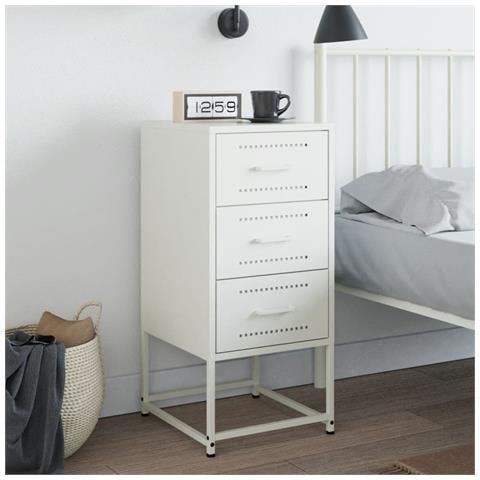 Comodino Bianco 36x39x78 Cm In Acciaio - Foto 2