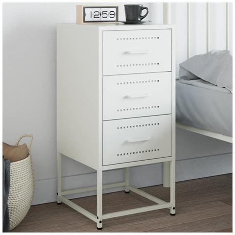 Comodino Bianco 36x39x78 Cm In Acciaio - Foto 8