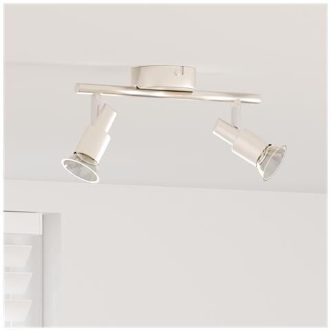 Faretto da Soffitto 2 Vie Regolabile Nickel Spazzolato GU10 - Foto 2