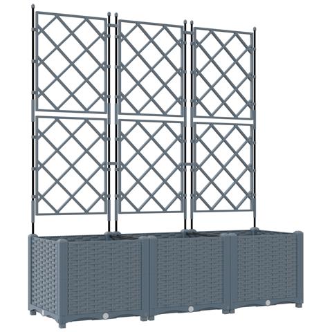 Fioriera da giardino con trellis 3 pz grigio chiaro 120x40x143 cm - Foto 1