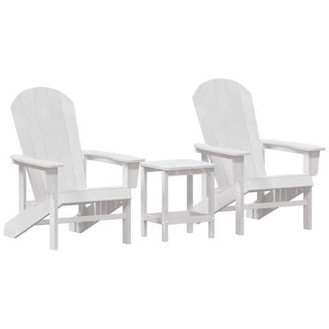 Set Lounge da Giardino 3 Pezzi Bianco HDPE , Sedia Adirondack Bianco 74x82x91 cm HDPE , Tavolino Laterale Adirondack Bianco 38x38x45 cm HDPE - Foto 1