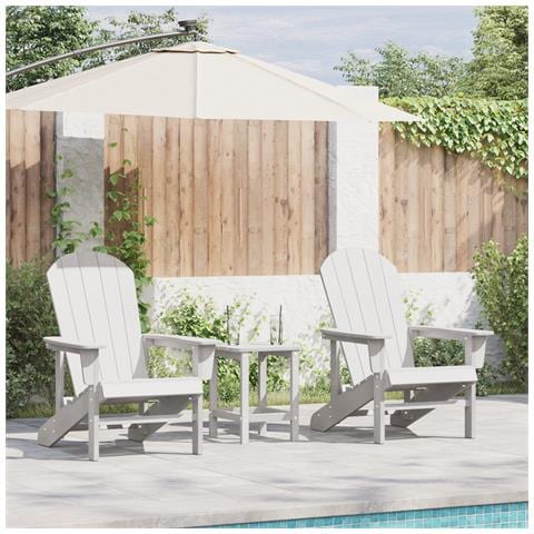 Set Lounge da Giardino 3 Pezzi Bianco HDPE , Sedia Adirondack Bianco 74x82x91 cm HDPE , Tavolino Laterale Adirondack Bianco 38x38x45 cm HDPE - Foto 2