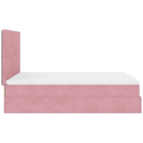 Struttura Letto Pouf con Materassi Rosa 140x190 cm in Velluto - Foto 9