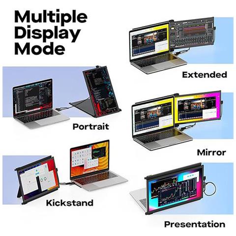 Schermo Esterno Portatile 13.3"" Full Hd Rotativo Per Pc Modello Duex Plus Ds, Nero - Foto 2