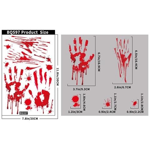 Adesivi Per Vetri Con Impronte Di Sangue Di Halloween - Set Da 6 Per Decorazioni Spaventose - Foto 6