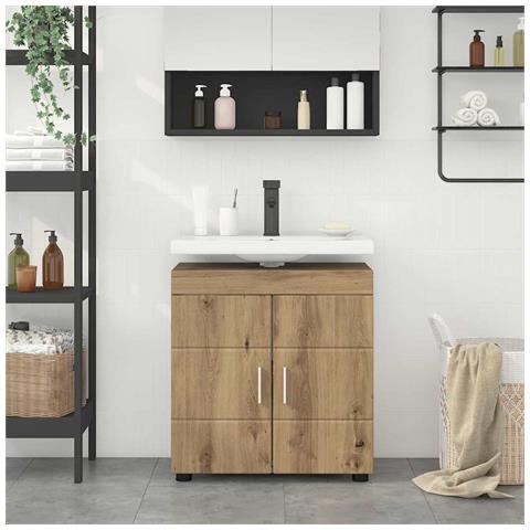 Mobile per lavabo da bagno con porta TULUM rovere artigianale - Foto 2