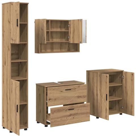 Set di mobili per il bagno con porta 4 pcs rovere artigianale - Foto 1