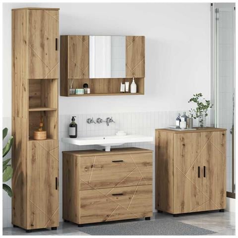Set di mobili per il bagno con porta 4 pcs rovere artigianale - Foto 2
