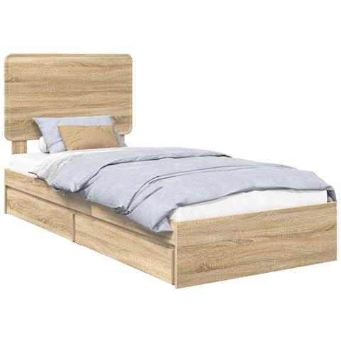 Letto con Contenitore con testiera Rovere Sonoma 90 x 190 cm - Foto 1