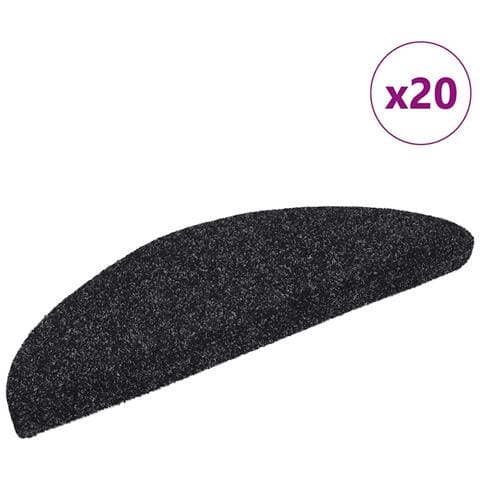 Tappetini per scale autoadesivi 20 pz 56x17x3 cm neri semicircolari - Foto 1