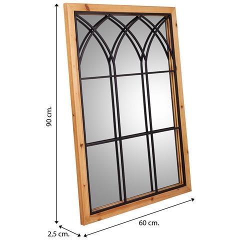 Specchio In Legno E Metallo Marrone 60x2,5x90h - Foto 7