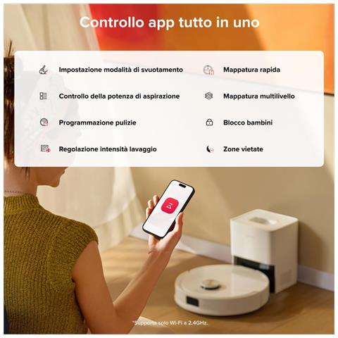 Q10 S5+ Set Robot Aspirapolvere con Stazione, 10.000Pa, Panno Sollevabile, Pulizia VibraRise 2.0, Anti-groviglio, Evitamento degli Ostacoli, Strategie dei Tappeti, APP, Bianco - Foto 2